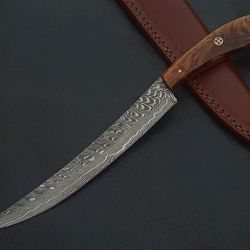 custom hand made damascus steel hunting knife rosewood handle