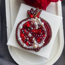 Pomegranate brooch handmade