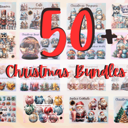 50 Christmas Bundles 400 png ,animals,Santa,decorations,christmas treats,Stained glass, Commercial License