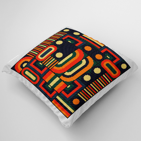 geometric cross stitch pattern pillow