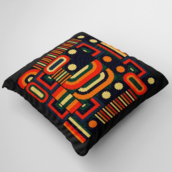 geometric cross stitch pattern cushion