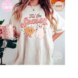 retro tis the season shirt, halloween comfort colors shirt, ghost pumpkin shirt, fall season, womens fall tee, autumn sh