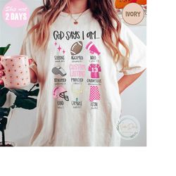 god says i am custom shirt, comfort color rugby shirt, cheer tee, football shirt, kid youth toddler, gift for her, fall