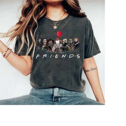 horror characters friends comfort colors shirt, friends halloween shirt, horror movie characters tee, halloween horror m
