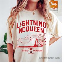 retro lightning mcqueen comfort shirt, vintage disney cars, cars theme birthday, disney car pixar shirt, mcqueen 1977,di