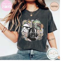 disney star wars shirt, darth vader stormtrooper helmet floral retro shirt, galaxy's edge holiday unisex tshirt, family