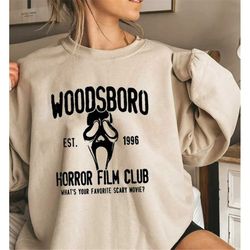 woodsboro horror club, halloween sweatshirt, scream, scream-ghost, thriller, horror, scary, ghost shirt, horror film clu