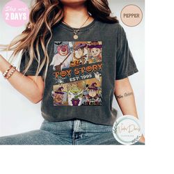 comfort colors disney toy story halloween shirt, toy story est 1995 halloween shirt, disney trick or treat shirt, disney