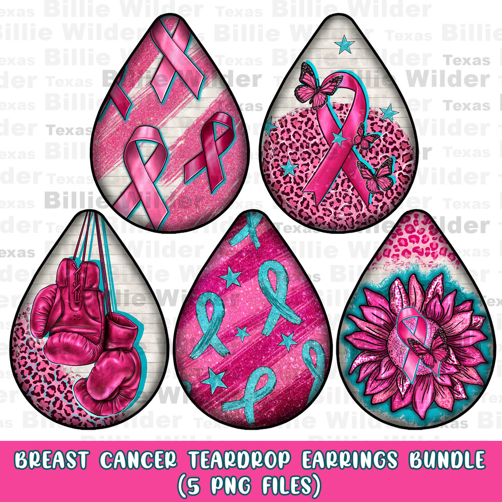 Breast Cancer teardrop earrings png sublimation design bundle, teardop earrings bundle png, Cancer ribbon png, sublimate designs download - 1.jpg