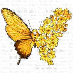 Flowers and Childhood Cancer ribbon butterfly png, Ca