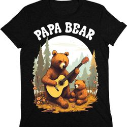 mens papa bear playing guitar graphic tee