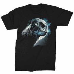 midnight moon wolf shirt men's graphic tees