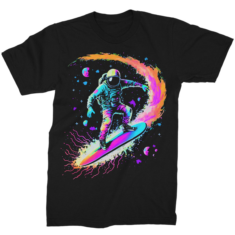 Astronaut Surfing Galaxy Shirt Space Men's Graphic Tees.jpg