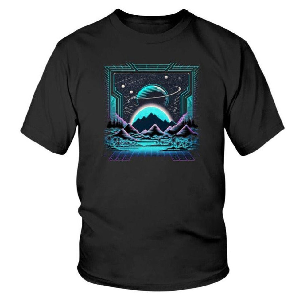 Synthwave Retro Mountain Space Galaxy Youth Graphic Tee.jpg