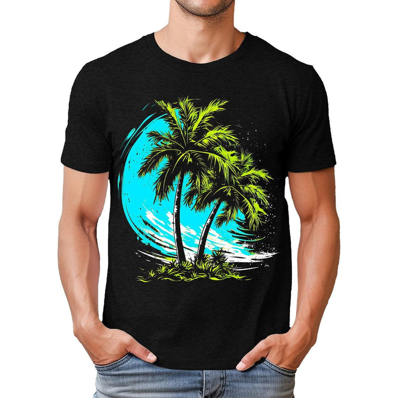 Palm Tree Wave Mens Graphic Tee Premium Short Sleeve Shirt.jpg