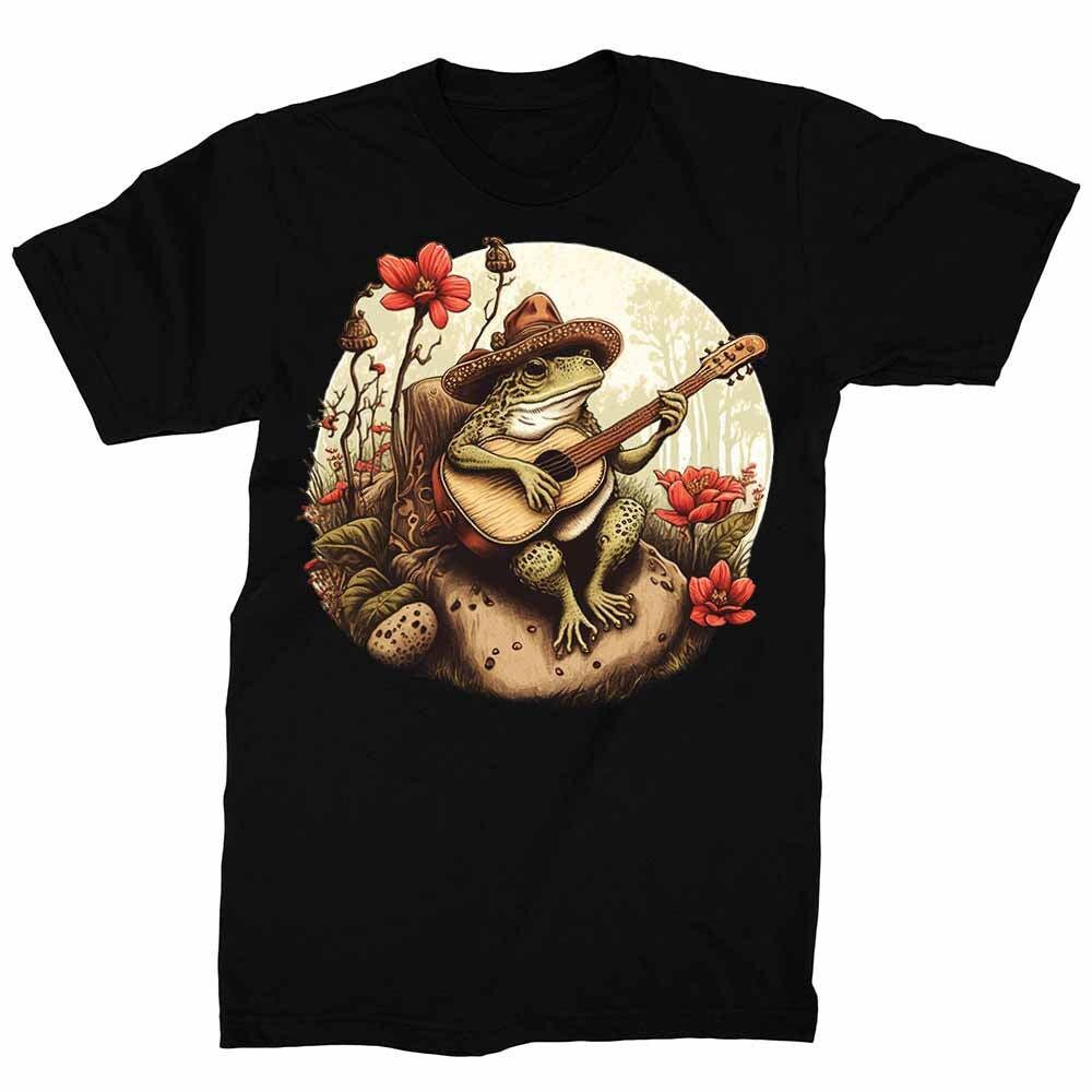 Frog Playing Guitar Cottagecore Aesthetic Men's Graphic Tee.jpg