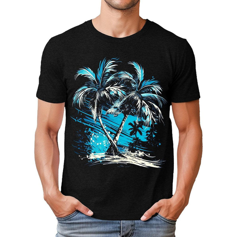 Palm Tree Breeze Mens Graphic Tee Premium Short Sleeve Shirt.jpg