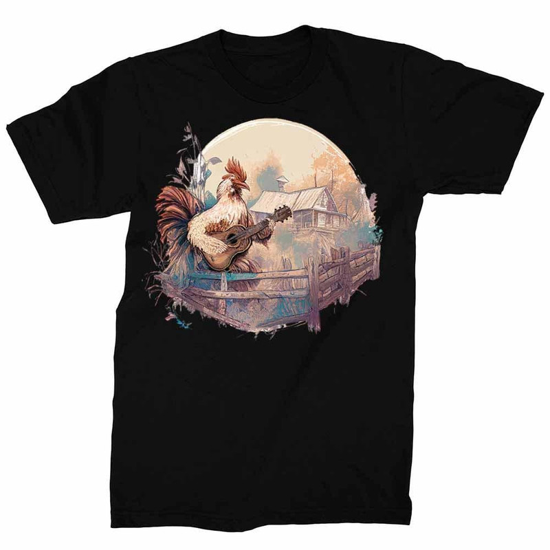Rooster Playing Guitar Cottagecore Aesthetic Men's Graphic Tee.jpg