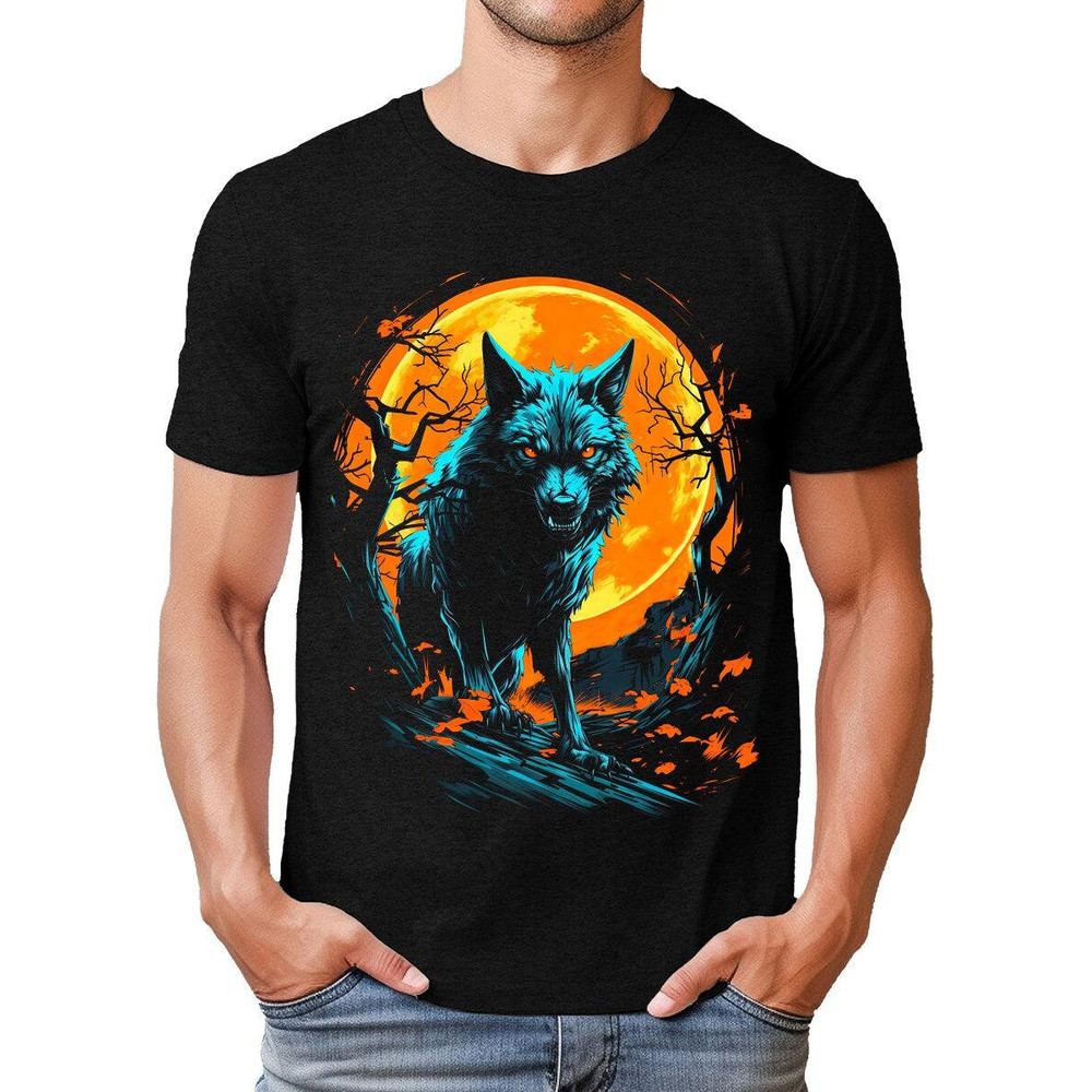Wolf Moon Halloween Mens Graphic Tee Premium Short Sleeve Shirt.jpg