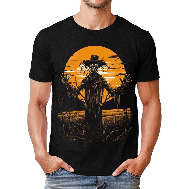 Scarecrow Halloween Mens Graphic Tee Premium Short Sleeve Shirt.jpg