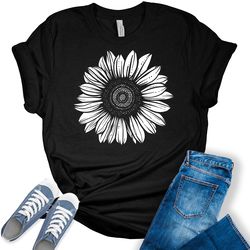 women's graphic sunflower t shirt summer top casual plus size tee