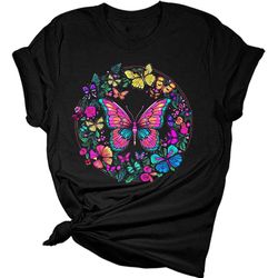 womens butterfly neon short sleeve plus size summer tops for women