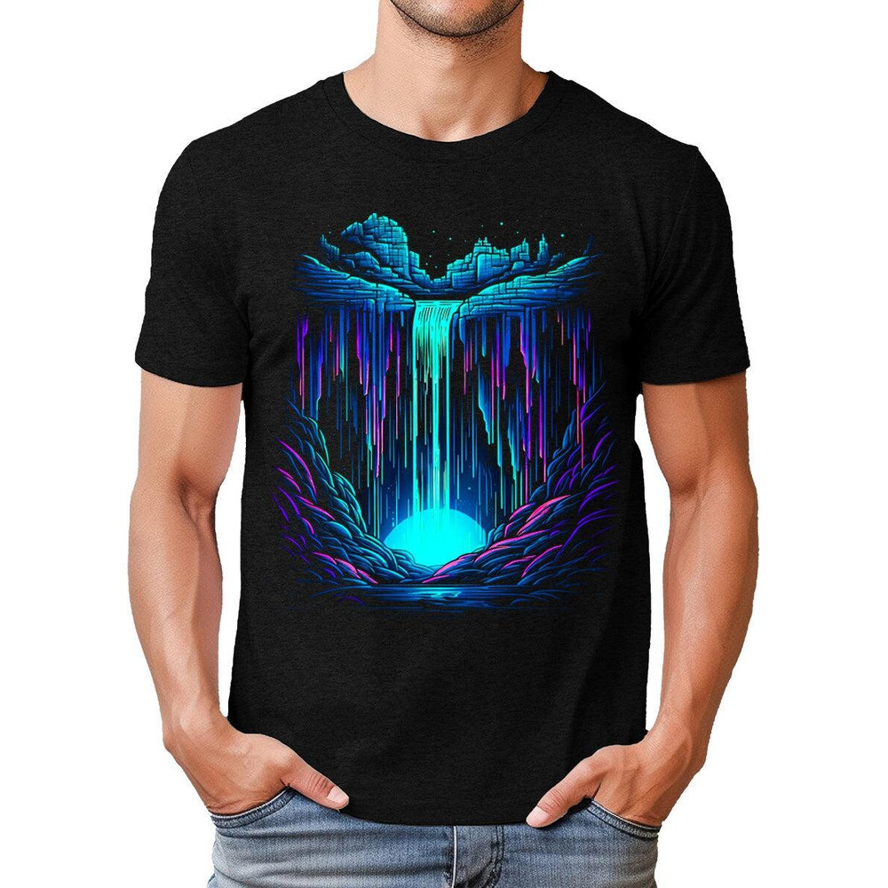 Cosmic Waterfall Mens Trippy Graphic Tee Premium Short Sleeve Shirt.jpg