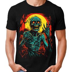 zombie skeleton halloween mens graphic tee premium short sleeve shirt
