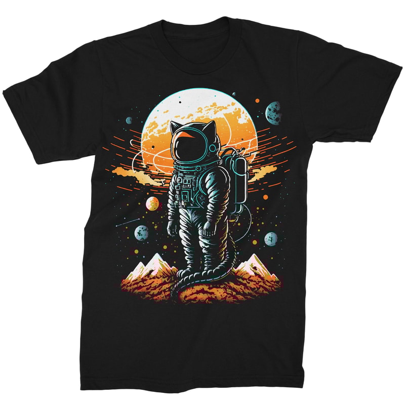 Cat Shirt Catstronaut Astronaut Space Galaxy T-Shirt Men's Graphic Tees.jpg
