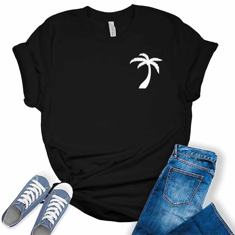 Women's Palm Tree Print T Shirts Summer Short Sleeve Tops for Teen Girl.jpg