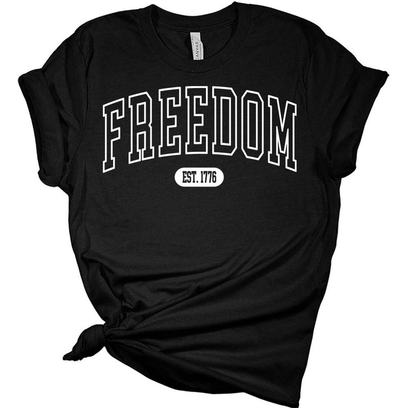 Women's 4th of July Shirt Freedom Letter Print Tshirt Short Sleeve Graphic Tee.jpg