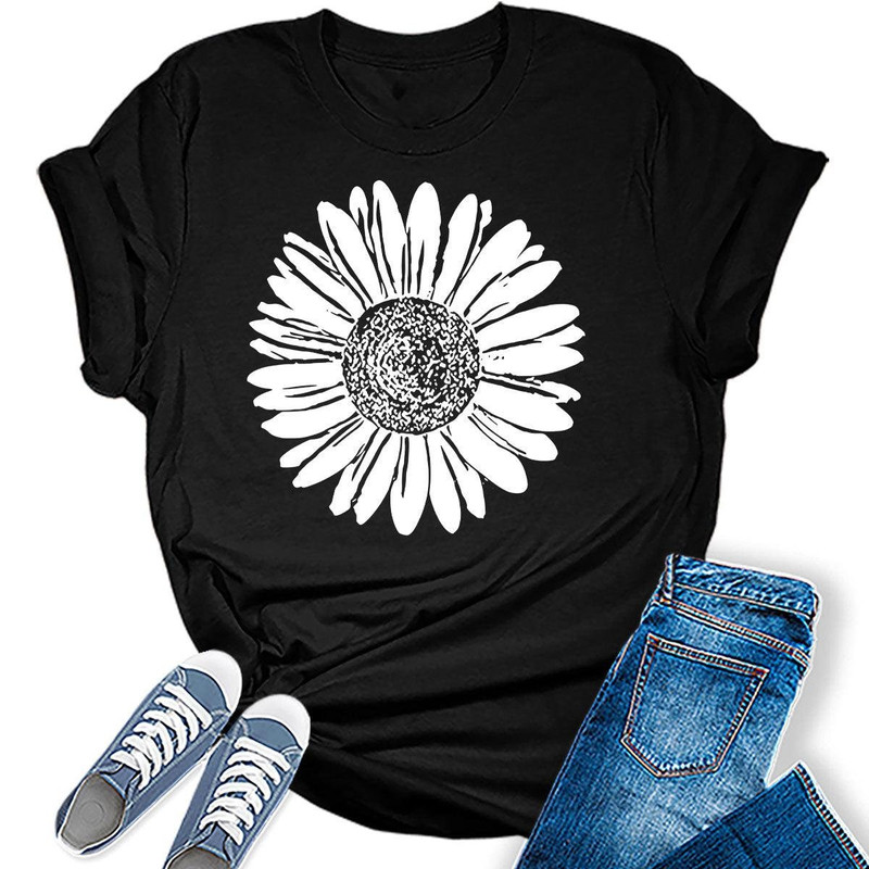 Women's Sunflower T Shirt Graphic Tees Cute Flower Crew Neck Bella Short Sleeve Casual Girls Tops.jpg