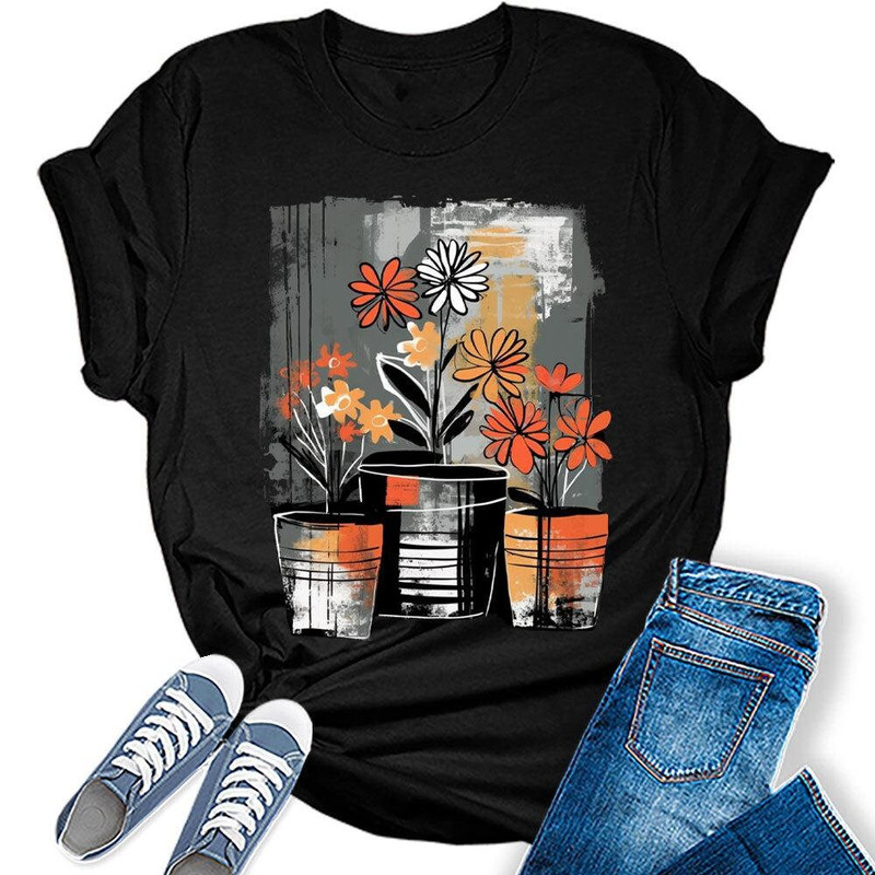 Womens Flower Shirt Casual Ladies Abstract Floral Graphic Tees Spring Short Sleeve Summer Tops For Women.jpg