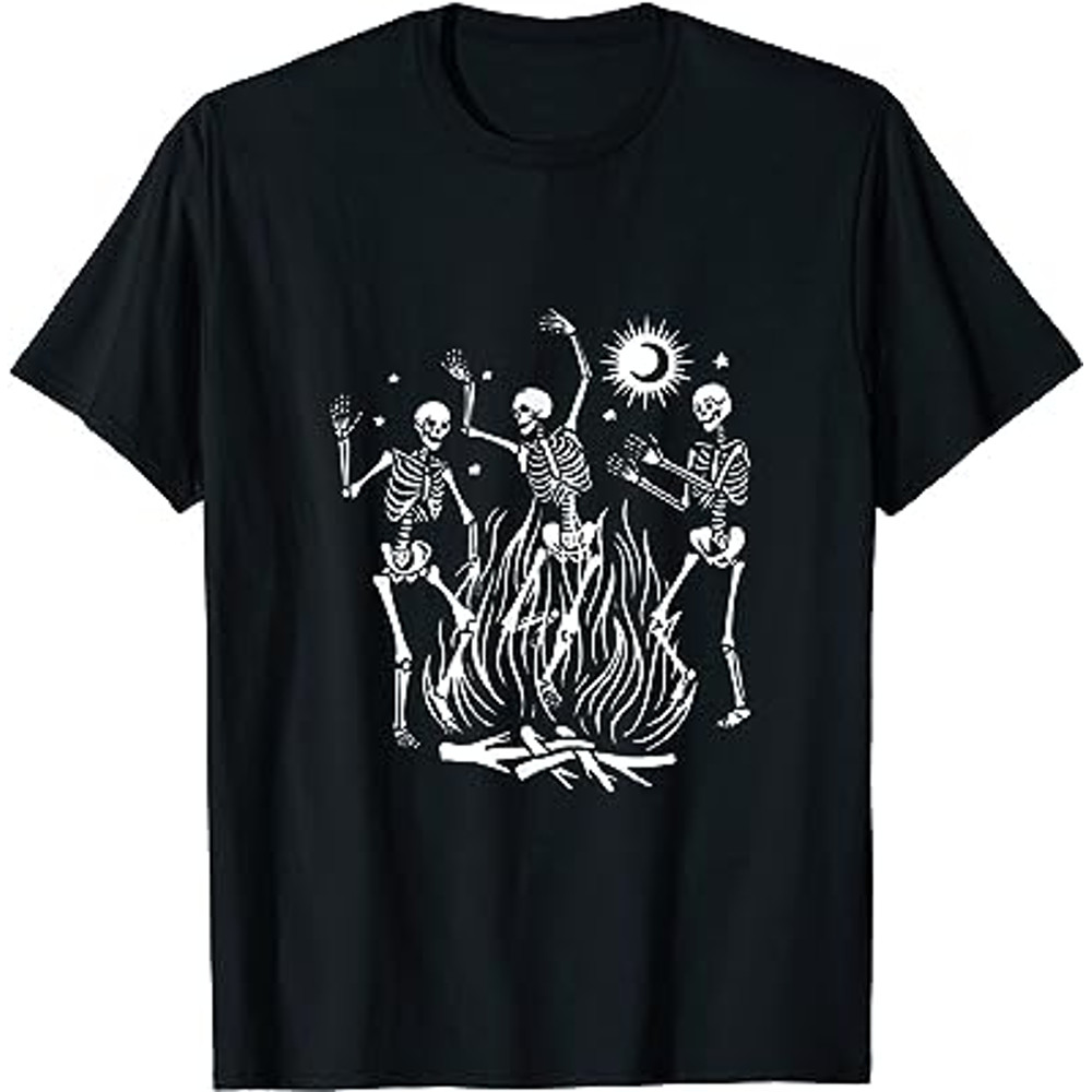 Campfire Dancing Skeleton Halloween T-Shirt.jpg