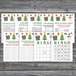 Christmas party games bundle,Printable Christmas Party Game Pack,Snowman and tree Christmas Trivia Game Cards