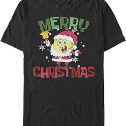 men's big & tall merry christmas santa spongebob t-shirt