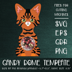 Toyger Cat| Candy Dome | Paper Craft Template SVG