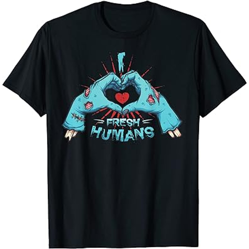 I Love Fresh Humans - Funny Zombie Happy Halloween T-Shirt.jpg