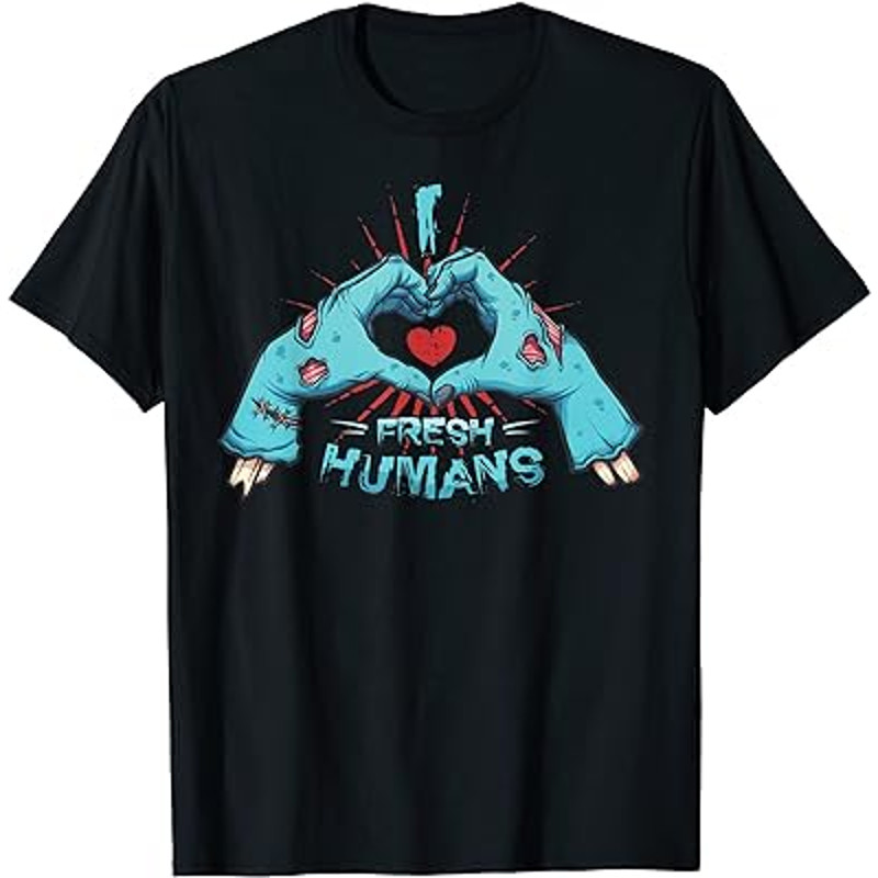 I Love Fresh Humans - Funny Zombie Happy Halloween T-Shirt.jpg