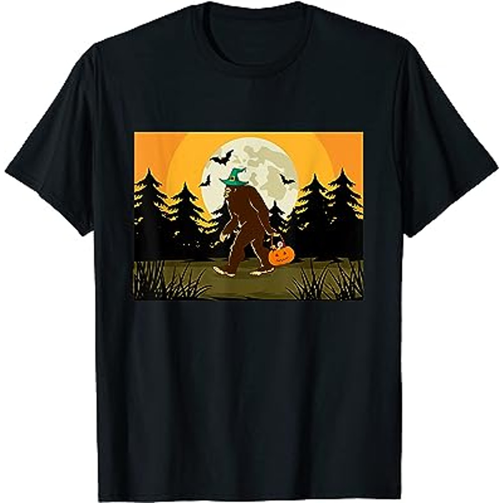 Sasquatch Trick or Treating Funny Halloween Bigfoot T-Shirt.jpg