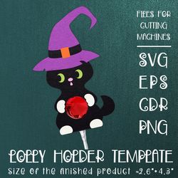 Halloween Black Cat | Lollipop Holder | Paper Craft Template SVG
