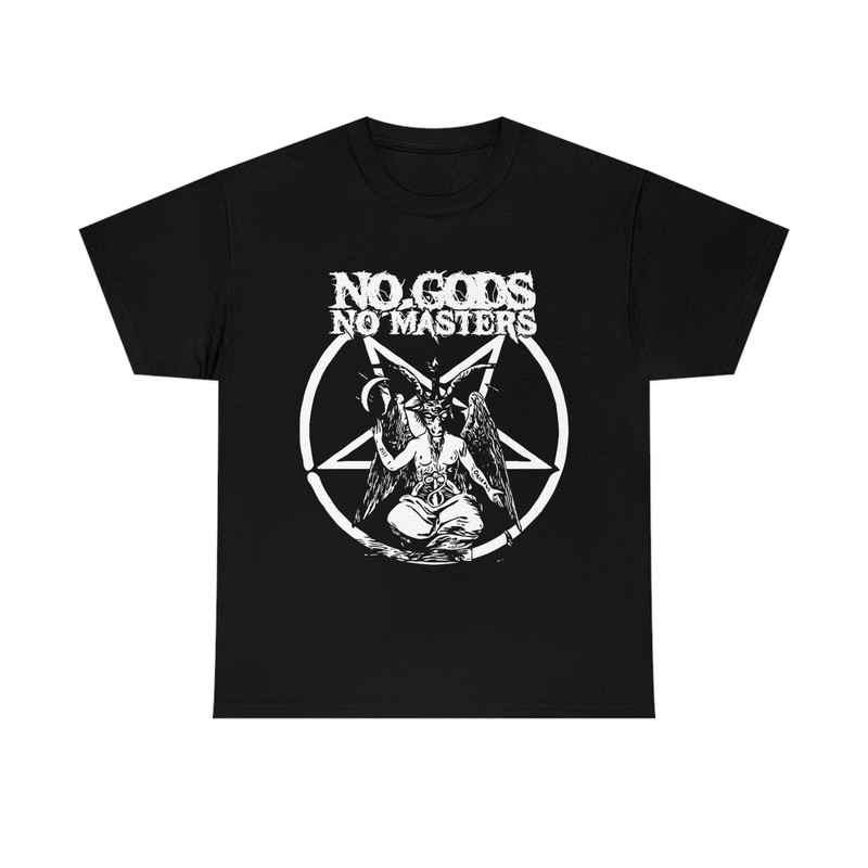 No Gods No Masters Pentagram Baphomet T-shirt.jpg