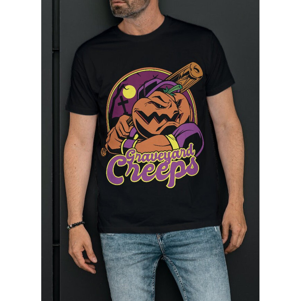 Halloween Baseball Pumpkin T-shirt Vintage Retro.jpg