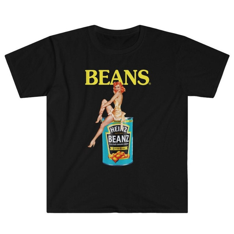 BEANS - 1950s Vintage Ad Pin up Girl Canned Beans - Baked Beans - Legumes Unisex T-Shirt.jpg