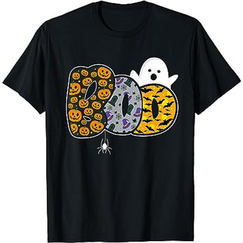 Funny boo with ghost and pumpkins for halloween costume T-Shirt.jpg