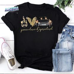 supernatural chibi peace love design for fans of supernatural movie vintage t-shirt, chibi supernatural shirt-1