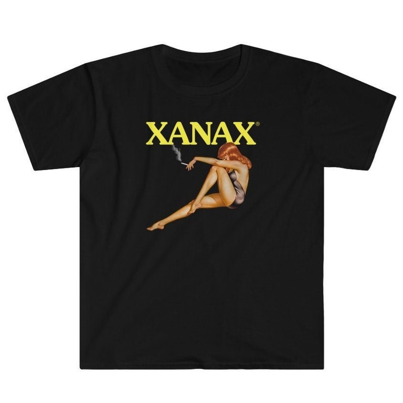 Xanax - Retro Vintage 1950s Pin Up Anxiety Depression Anxious Emo Gothic Goth Lexapro Prozac Anxious Sad Girls Club Unisex T-Shirt.jpg