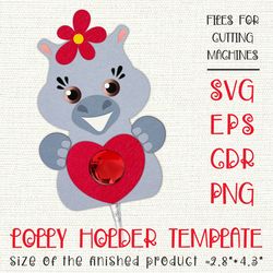 Hippopotamus Valentine | Lollipop Holder | Paper Craft Template SVG
