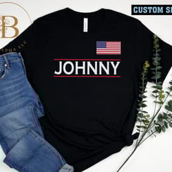 customized text american flag t-shirt, personalized usa flag t-shirt, name american flag, personalized birthday gift bal