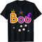 Boo Halloween Costume Spiders, Ghosts, Pumkin & Witch Hat T-Shirt.jpg